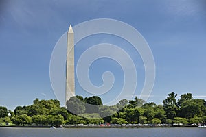 Washington Monument across the Tidal Basin in DC USA