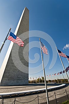 Washington Monument and circle of flags