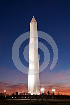 Washington Monument at dusk