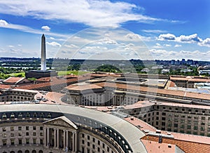 Washington Monument EPA Orange Roofs Government Buildings Washington DC photo