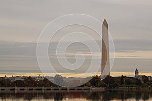 Washington Monument in the fall at sunrise