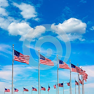 Washington Monument flags circle in DC USA