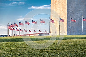 Washington Monument with the flags, Washington DC