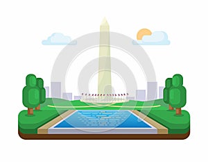 Washington monument landmark illustration in flat design vector