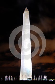 Washington Monument lit up at night