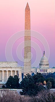 Washington Monument and National Mall at Sunset