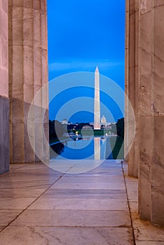 Washington monument reflecting from Jefferson photo