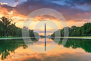 Washington Monument on the Reflecting Pool in Washington, D.C