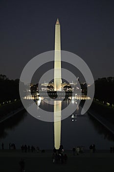 Washington Monument Reflection at night