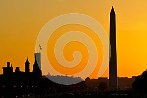 Washington Monument and the Smithsonian at sunset photo
