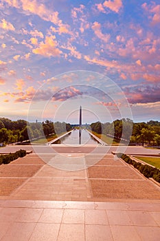 Washington Monument sunrise reflecting pool