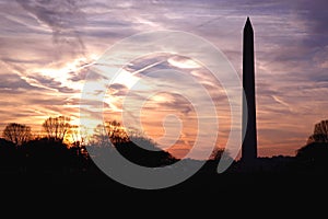 Washington monument sunset