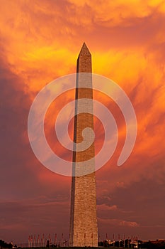 The Washington Monument during sunset