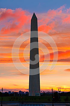Washington Monument sunset in DC USA