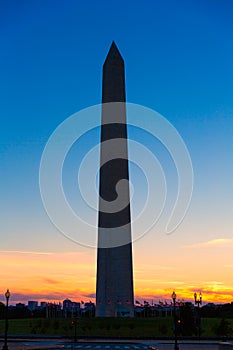 Washington Monument sunset in DC USA