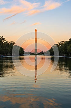 Washington Monument Sunset Reflecting Pool Beautiful Afternoon D