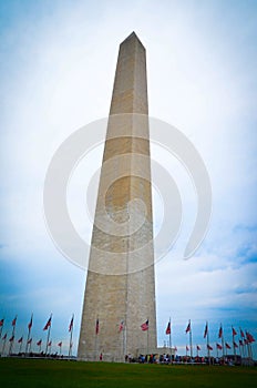 Washington Monument Surrounded by Flags