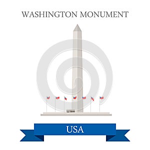 Washington Monument United States. Flat cartoon st