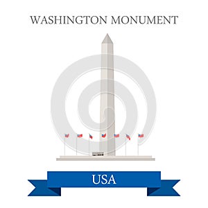 Washington Monument United States. Flat cartoon st photo