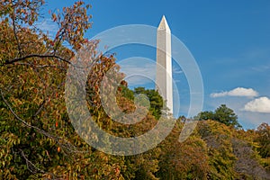 Washington Monument in Washington DC on a autumn day