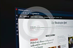 The Washington post website on computer screen