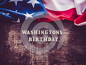 Washington`s Birthday. Beautiful greeting card, top view