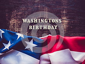 Washington`s Birthday. Beautiful greeting card, top view
