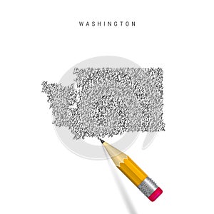 Washington sketch scribble map isolated on white background. Hand drawn vector map of Washington.