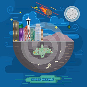 washington space needle. Vector illustration decorative design