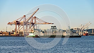 Washington State Ferry Chimacum approaches the Seattle terminal