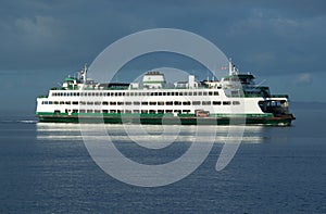 Washington state ferry reflection in water