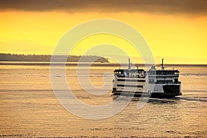 Washington State ferry traveling on the Puget Sound