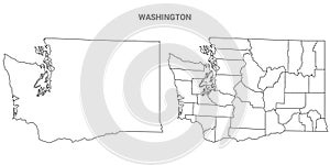 Washington state outline County map set - United States