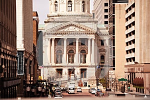 Washington street leading to Indiana Statehouse view