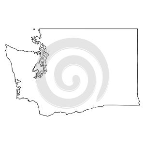 Washington WA State Border USA Map Outline