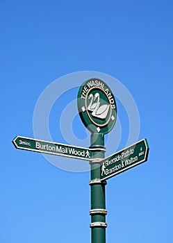 The Washlands signpost, Burton upon Trent.