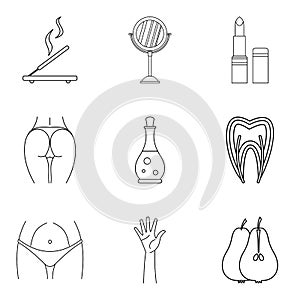 Washover icons set, outline style