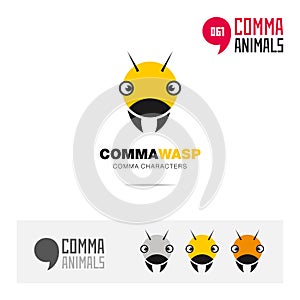 Wasp animal concept icon set and modern brand identity logo template and app symbol based on comma sign