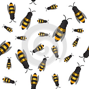 Wasp and bee background. Vector. Seamless pattern