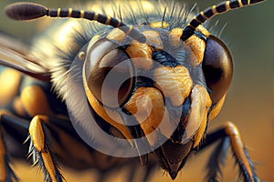 wasp face macro closeup illustration Generative AI