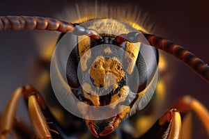 The wasp head. A striking macro shot. Generative AI