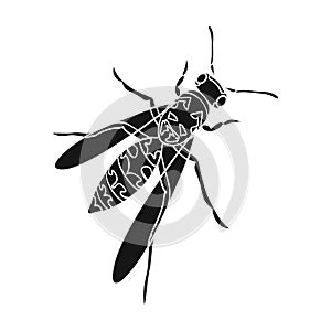 Wasp, hymenopteran insect.Wasp, stinging insect single icon in black style vector symbol stock isometric illustration