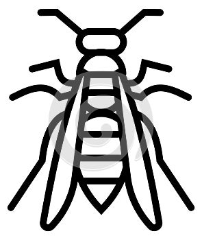 Wasp icon. Linear insect symbol. Striped flying animal