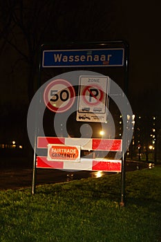 Wassenaar street sign at night