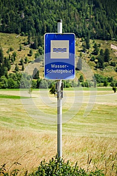 Wasser Schutzgebiet sign in Black Forest