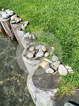 Wasser stones grass and wood