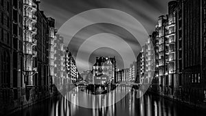 Wasserschloss in the Speicherstadt, Black and White