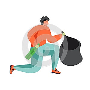 Waste collection and street cleaning, vector flat isolated illustration