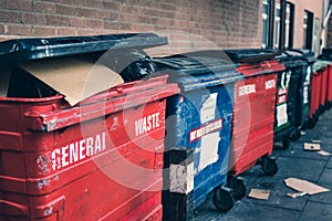 Waste containers in street