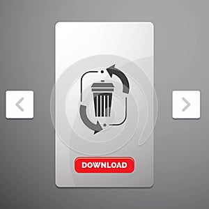 waste, disposal, garbage, management, recycle Glyph Icon in Carousal Pagination Slider Design & Red Download Button